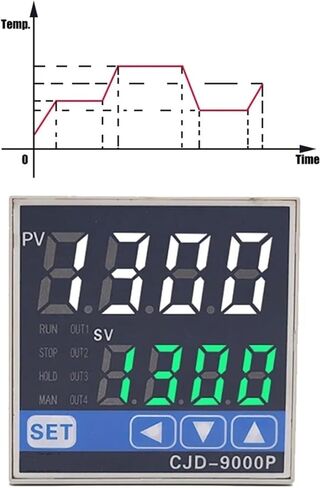 درجة حرارة ترموستات منحنى درجة الحرارة القابلة للبرمجة الرقمية والموقت 2 في 1 وحدة تحكم درجة حرارة PID المنحدر (إضافة SSR ومستشعر) in Kuwait