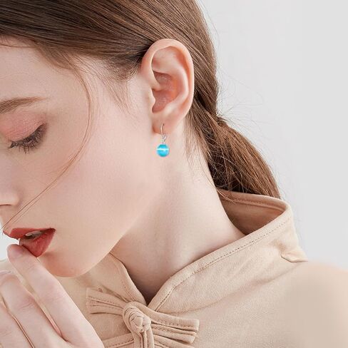 925 Sterling Silver Pearl Leverback Earrings Dangle Drop Jewelry Gifts for Women and Girls in Kuwait