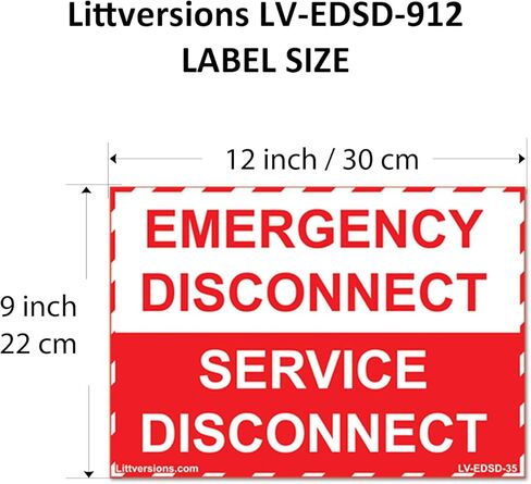 2 Pack 12"x 9" NEC Compliant Emergency Disconnect Service Outdoor Rated Laminated Labels Decal Sign Notice Danger Sticker Electrical Panel Waterproof (Red and White) in Saudi Arabia