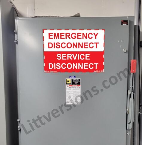 2 Pack 12"x 9" NEC Compliant Emergency Disconnect Service Outdoor Rated Laminated Labels Decal Sign Notice Danger Sticker Electrical Panel Waterproof (Red and White) in Saudi Arabia