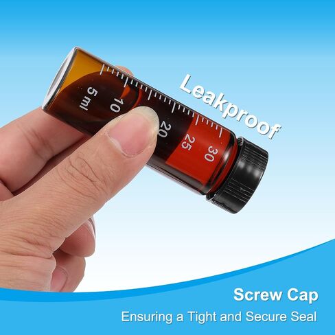 PATIKIL 4pcs 30ml Small Brown Glass Vials with Black Screw Cap, Borosilicate Glass Graduated Sample Bottles for Solid Liquid Powder Storage in Kuwait