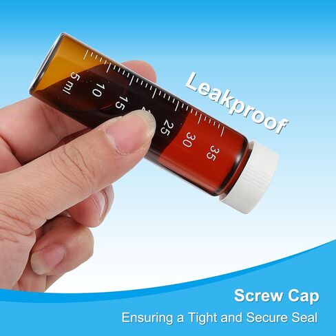 PATIKIL 4pcs 30ml Small Brown Glass Vials with Black Screw Cap, Borosilicate Glass Graduated Sample Bottles for Solid Liquid Powder Storage in Kuwait