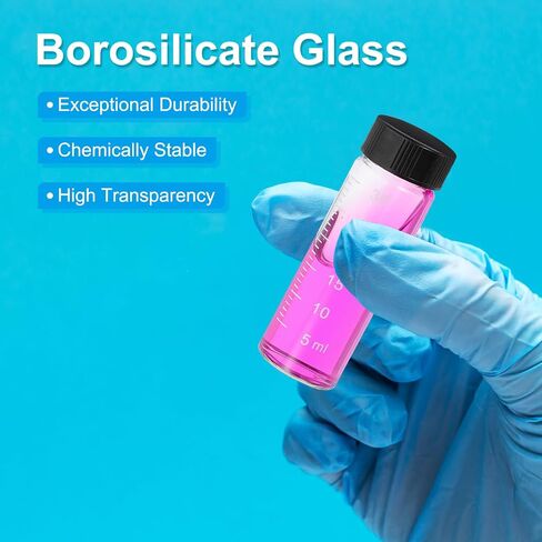 PATIKIL 4pcs 30ml Small Brown Glass Vials with Black Screw Cap, Borosilicate Glass Graduated Sample Bottles for Solid Liquid Powder Storage in Kuwait