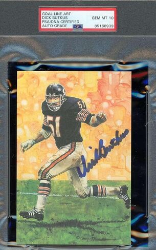 Dick Butkus Gem Mint 10 PSA DNA Signed Goal Line Art Card GLAC Autographed - NFL Autographed Football Cards in Saudi Arabia