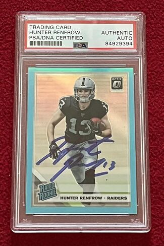 وقع Hunter Renfrow Raiders 2019 Donruss Optic Aqua 018/299 Card Card PSA - كرة القدم بطاقات صاعد موقعة in Kuwait