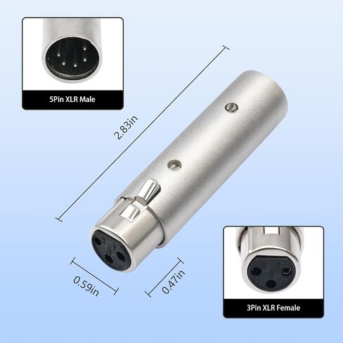 XLR 5-Pin Female إلى محول ذكور من 3 أسنان-محول إشارة DMX/الصوت المهنية ، موصلات قفل سبيكة الزنك ، كابل محمي لإضاءة المسرح و Pro Audio 3 حزم in Kuwait