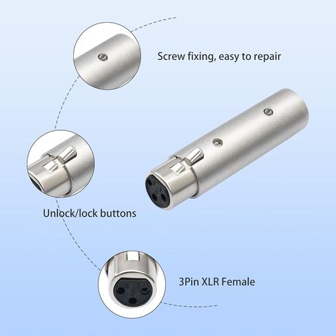XLR 5-Pin Female إلى محول ذكور من 3 أسنان-محول إشارة DMX/الصوت المهنية ، موصلات قفل سبيكة الزنك ، كابل محمي لإضاءة المسرح و Pro Audio 3 حزم in Kuwait