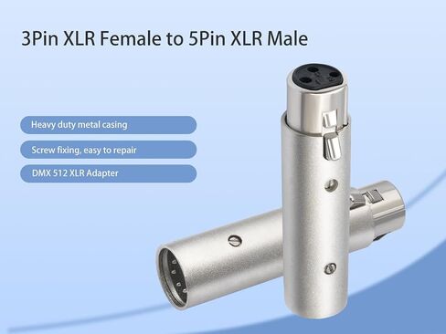 XLR 5-Pin Female إلى محول ذكور من 3 أسنان-محول إشارة DMX/الصوت المهنية ، موصلات قفل سبيكة الزنك ، كابل محمي لإضاءة المسرح و Pro Audio 3 حزم in Kuwait