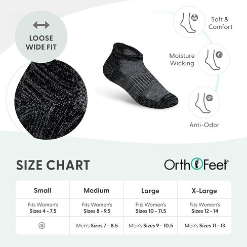 Orthofeet Low Cut Non-Binding Non-Constrictive Circulation Seam Free Black Socks, 3 Pack in Saudi Arabia