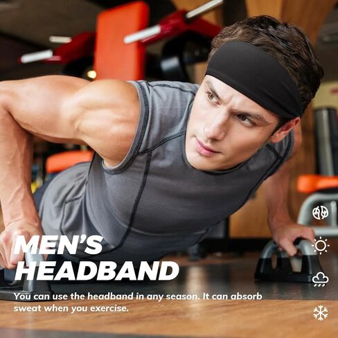 Sports Headband, Sweat Bands Headbands Men Workout Head Bands Mens Absorbent Sweatband Quick-Dry Hair Bands Suitable for Workout Football Running Fitness 3 Pack in Saudi Arabia