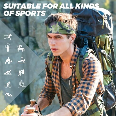 Sports Headband, Sweat Bands Headbands Men Workout Head Bands Mens Absorbent Sweatband Quick-Dry Hair Bands Suitable for Workout Football Running Fitness 3 Pack in Saudi Arabia