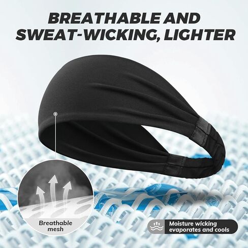 Sports Headband, Sweat Bands Headbands Men Workout Head Bands Mens Absorbent Sweatband Quick-Dry Hair Bands Suitable for Workout Football Running Fitness 3 Pack in Saudi Arabia