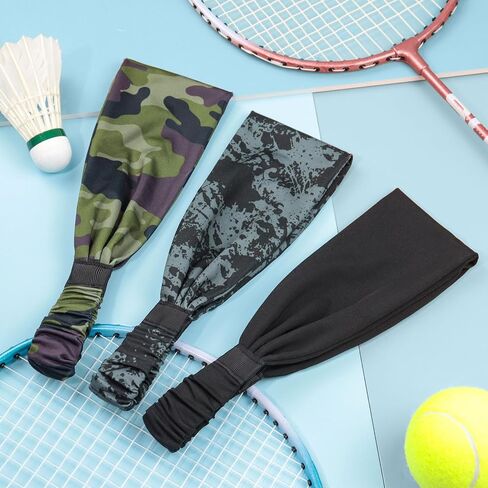 Sports Headband, Sweat Bands Headbands Men Workout Head Bands Mens Absorbent Sweatband Quick-Dry Hair Bands Suitable for Workout Football Running Fitness 3 Pack in Saudi Arabia
