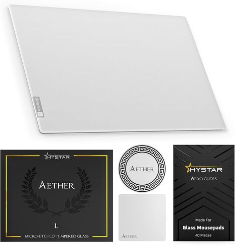 Hystar Aether Glass Gaming Mousepad | الزجاج المقسى ذو الحجارة الدقيقة | هادئ ، انزلاق فائقة السرعة | دعم السيليكون الكامل المضاد للانزلاق (أسود ، 19.3 لتر × 16.5W بوصة) in Kuwait
