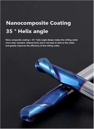 HRC65 Ball Nose End Mill R0.5-6 2 Flute Tungsten Carbide Cutter Router Bit Milling Tool 2 4 6 8 10 12 15 CNC Machine Milling T(5 PCS,R7X28XD14X100) in Saudi Arabia