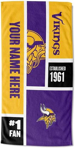 Northwest NFL Minnesota Vikings منشفة شاطئية شخصية ، 30 "× 60" ، حاجز ملون in Kuwait