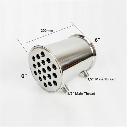 Condenser Dephlegmator 6" 152mm(OD167mm) Dephlegmator,Reflux,Distiller Condenser 200mm,with 1/2" Male Tread,Sanitary Steel 304 in Saudi Arabia