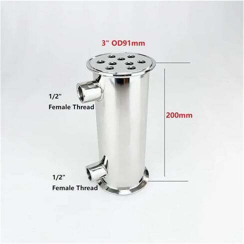 Condenser Dephlegmator 3" 76mm(OD91mm) Dephlegmator with 1/2" Male Or Female Thread,Reflux,Distiller Condenser.Length 200mm,Stainless Steel 304(Female Thread) in Saudi Arabia