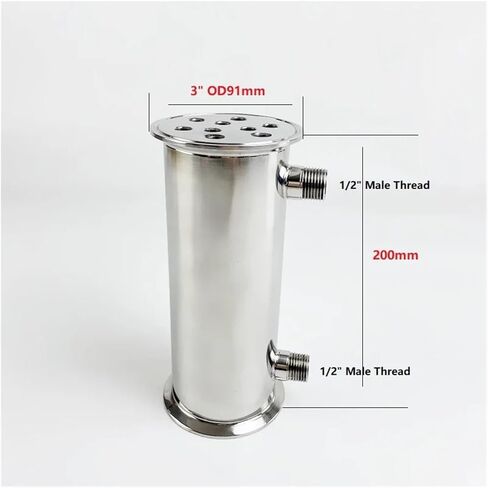 Condenser Dephlegmator 3" 76mm(OD91mm) Dephlegmator with 1/2" Male Or Female Thread,Reflux,Distiller Condenser.Length 200mm,Stainless Steel 304(Female Thread) in Saudi Arabia