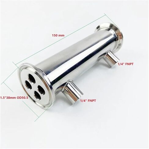 Condenser Dephlegmator 1.5"(38mm) OD50.5, Sanitary Dephlegmator/Distillation Condenser,4 Pipes Inside ID 8mm,Lenght 150mm,Reflux,1/4“FNPT SS304 in Saudi Arabia