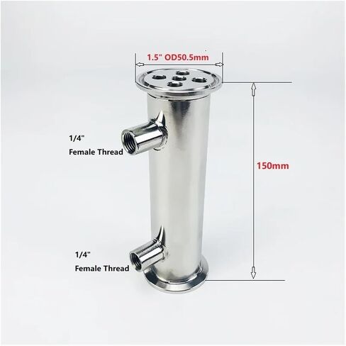 Dephlegmator المكثف 1.5 "38 مم （OD50.5 مم） dephlegmator ، الارتجاع ، مكثف التقطير مع فقي أنثى 1/4 بوصة ، طول 150 مم ، الصلب الصحية 304 in Saudi Arabia
