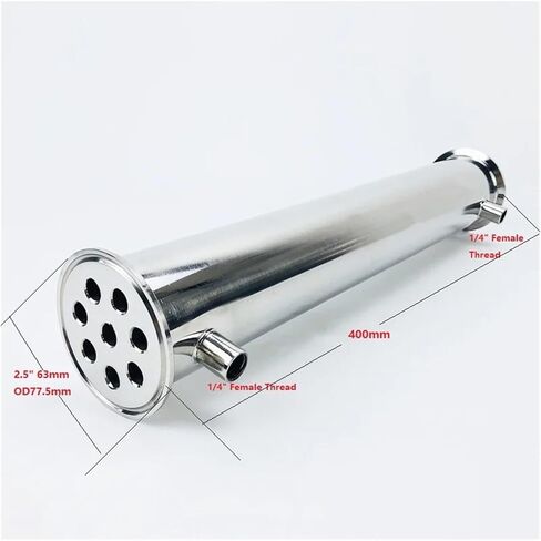 Condenser Dephlegmator 2.5"(63mm) OD77.5, Sanitary Dephlegmator/Distillation Condenser,8 Pipes Inside/ID 10mm,Lenght 400mm,1/4" Reflux, SS304 in Saudi Arabia
