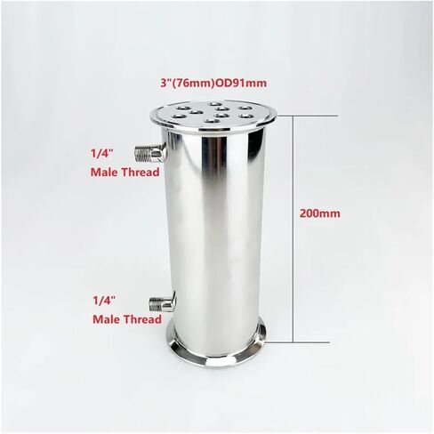 Dephlegmator المكثف 3 "76mm OD91MM ، dephlegmator/المكثف الصحية مع خيط الذكور 1/4" للتقطير ، 9 أنابيب داخل المعرف 9 مم ، lenght 200mm ، ss304 in Saudi Arabia