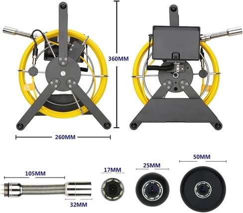 Drain Inspection Camera Sewer Pipe Inspection Camera Sewer Drain Industrial Endoscope IP68 5600MHA 4.3'' IPS Color Monitor in Saudi Arabia