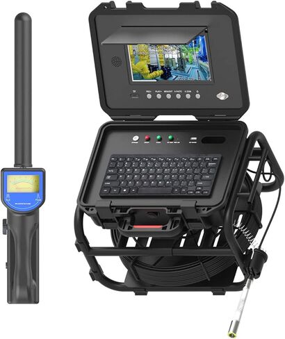 Drain Camera with 512 Hz Locator, 9 Inches Sewer Camera, Industrial Endoscope with DVR Video Recording + Meter Counter + 7MM Fiberglass Cable,20M in Saudi Arabia