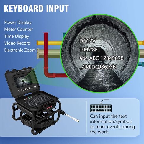 Drain Camera with 512 Hz Locator, 9 Inches Sewer Camera, Industrial Endoscope with DVR Video Recording + Meter Counter + 7MM Fiberglass Cable,20M in Saudi Arabia