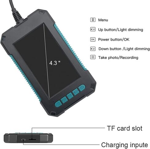 Dual-Lens Industrial Endoscope Camera with 4.3-Inch Screen, High-Definition 1080P Pipeline Detection Camera, Suitable for Vehicle Maintenance and Domestic Pipeline Detection,10M,5.5mm in Saudi Arabia