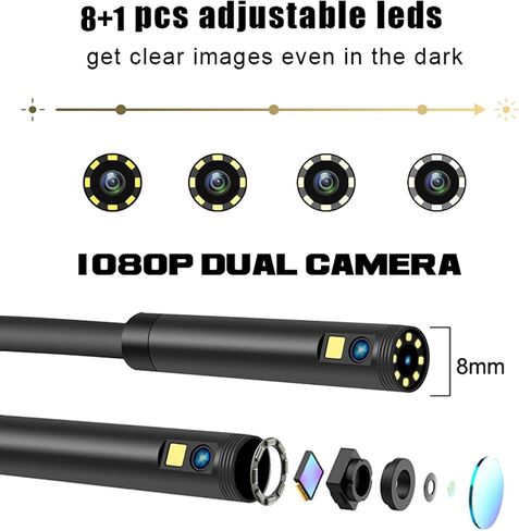 Dual-Lens Industrial Endoscope Camera with 4.3-Inch Screen, High-Definition 1080P Pipeline Detection Camera, Suitable for Vehicle Maintenance and Domestic Pipeline Detection,10M,5.5mm in Saudi Arabia