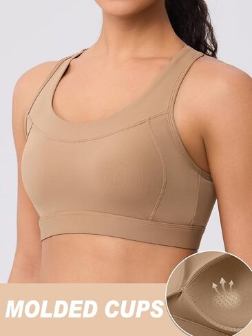 High Impact Sports Bra for Women – High Support Molded Cups, Adjustable Straps & Back Closure, Cross, Workout & Running Bra in Kuwait