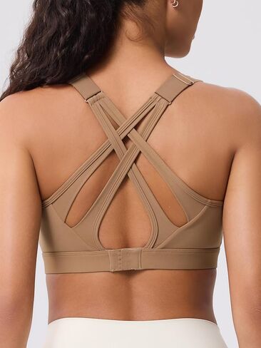 High Impact Sports Bra for Women – High Support Molded Cups, Adjustable Straps & Back Closure, Cross, Workout & Running Bra in Kuwait