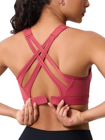High Impact Sports Bra for Women – High Support Molded Cups, Adjustable Straps & Back Closure, Cross, Workout & Running Bra in Kuwait