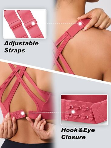 High Impact Sports Bra for Women – High Support Molded Cups, Adjustable Straps & Back Closure, Cross, Workout & Running Bra in Kuwait