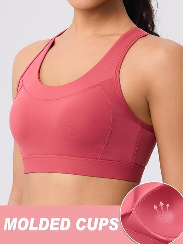 High Impact Sports Bra for Women – High Support Molded Cups, Adjustable Straps & Back Closure, Cross, Workout & Running Bra in Kuwait