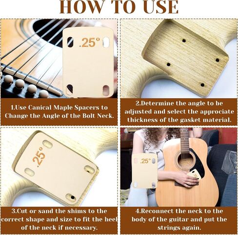 3 PCS Guitar Neck Shims Solid Wood Precision Fit Shims for Bolt-on Deck Guitment Guitars Bass Setup Repair Maintenص in Saudi Arabia