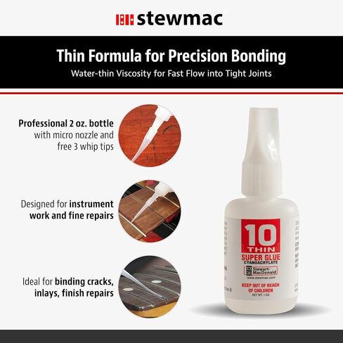 Swemac Super Glue ، رقم 10 رقيقة ، 1 أوقية. -لاصق رقيق الماء لإصلاح الجيتار-المعالجة السريعة (3-5 ثانية)-يشمل نصائح السوط وسدادة خالية من السدادة in Saudi Arabia