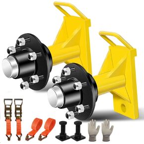 3rd Generation 2Pack Shipping Container Wheel 6-Lug Kit, Heavy Duty Shipping Container Axle, Shipping Container Accessory with Ratchet Strap for Moving 20' to 40' Containers in Kuwait