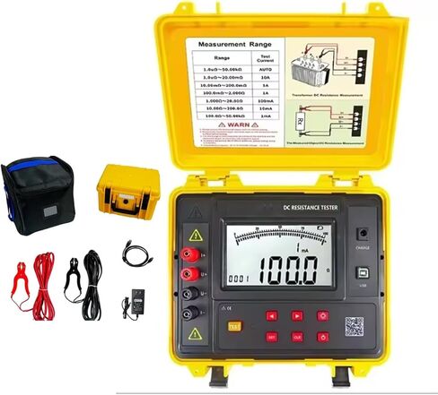 DC Resistance Tester الحالي أربعة سلك milliohmmeter micro Ohm Meter 10a 50kΩ مع 600 مجموعة تخزين البيانات أربعة أسلاك واجهة USB لاختبار متعرج المحول in Saudi Arabia