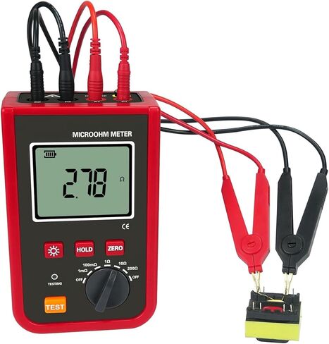 Portable Micro-Ohmmeter DC Low Resistance Meter Micro Ohm Tester Test Current Max 5A 1uΩ~200Ω Data Storage for Testing Cables' Wire Resistance Switches,Connectors and Relays' Contact Resistance in Saudi Arabia