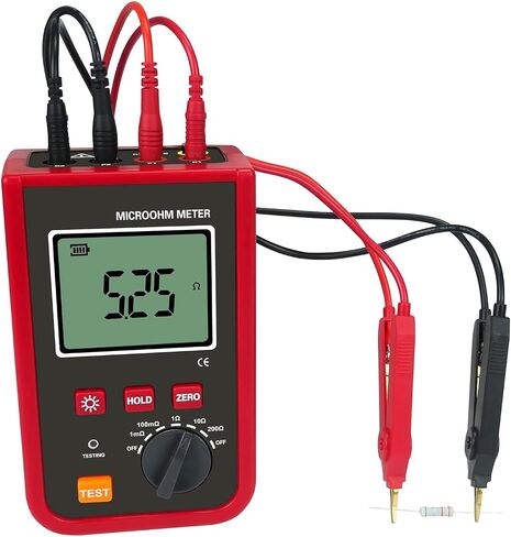 Portable Micro-Ohmmeter DC Low Resistance Meter Micro Ohm Tester Test Current Max 5A 1uΩ~200Ω Data Storage for Testing Cables' Wire Resistance Switches,Connectors and Relays' Contact Resistance in Saudi Arabia