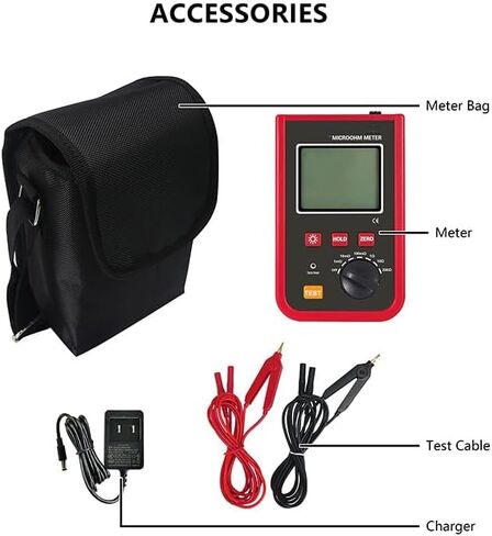 محمول micro-ohmmeter micro Ohm Tester DC متر منخفض المقاومة متر 1UΩ ~ 200Ω اختبار تخزين البيانات الحالي MAX 5A لاختبار مفاتيح مقاومة الأسلاك للكابلات والموصلات ومقاومة التلامس المرحلات in Saudi Arabia