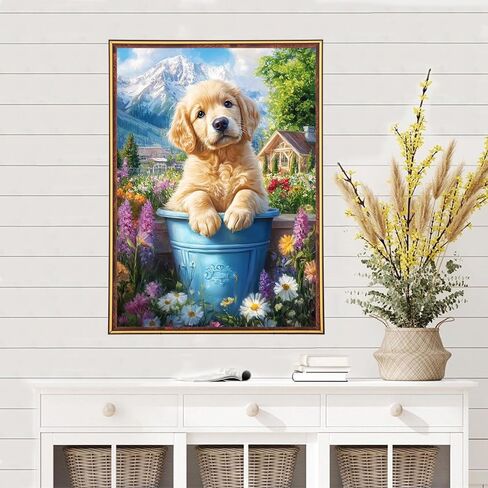 MEIYUDA Flowers Diamond Painting Kits for Adults, 5D Vintage Flowers Diamond Art Kits for Beginners, DIY Gem Art Crystal Painting for Home Wall Decor and Present 12x16inch in Saudi Arabia