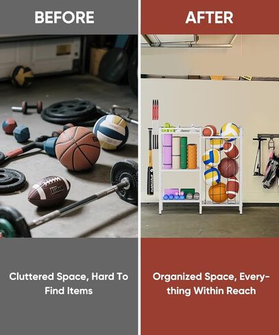 3 Tiers Dumbbells Yoga Mat Storage Rack with Elastic Straps for Kettlebells Foam Roller Resistance Bands Balls, Workout Equipment Organizer Weight Storage Holder with Hooks for Home Gym in Kuwait