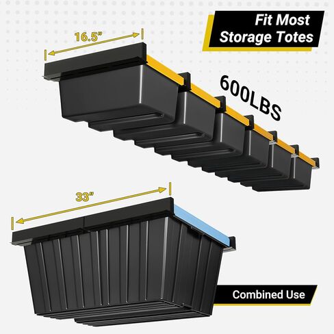 6-bin Overhead Garage Storage Rack, Ceiling Storage Racks Heavy Duty, Powder Coated Tote Storage Rack for Garages, Sheds, Storerooms (7 PCS, for 6 Bins) in Kuwait