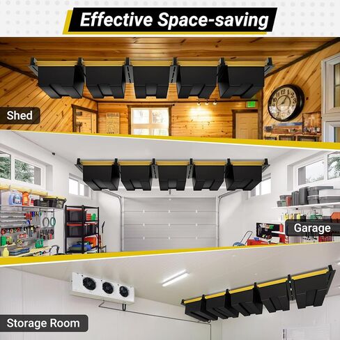 6-bin Overhead Garage Storage Rack, Ceiling Storage Racks Heavy Duty, Powder Coated Tote Storage Rack for Garages, Sheds, Storerooms (7 PCS, for 6 Bins) in Kuwait