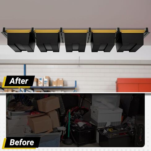 6-bin Overhead Garage Storage Rack, Ceiling Storage Racks Heavy Duty, Powder Coated Tote Storage Rack for Garages, Sheds, Storerooms (7 PCS, for 6 Bins) in Kuwait