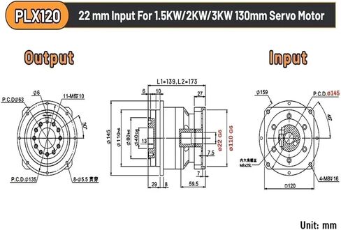 Circular Flange Helical Gear Reducer Backlash 3 ≤Arcmin Ratio 3:1~100:1 Nema23/34 Gearbox(for 90 Servo 16mm) in Kuwait